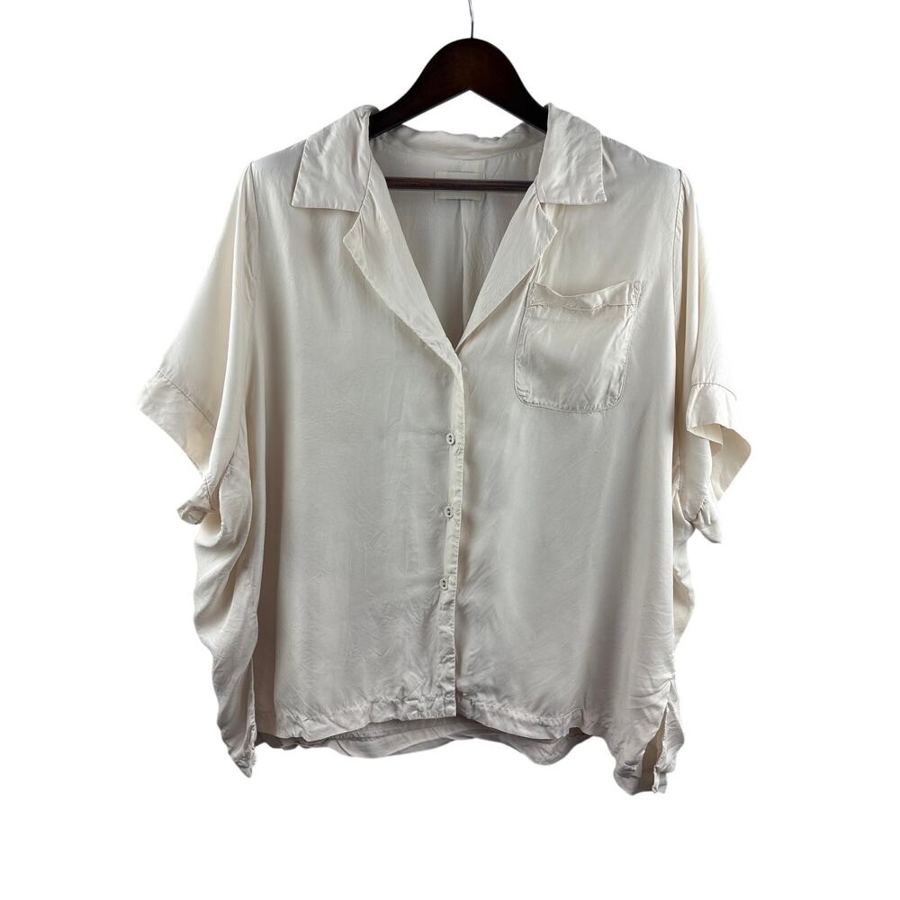 Women’s Dissh Size 10 Cream Short Sleeve Button Up